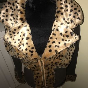 New Boston Proper Leopard Trim Snow Bunny Sweater